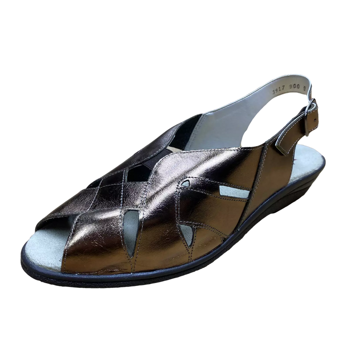 Equity Chloe Ladies Wide EE Fitting Leather Slingback Sandals Metallic Bronze