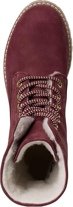 Tamaris 26443 Ladies Water Resistant Warm Lined Bordeaux Suede Lace Up Boots With Duo Tex