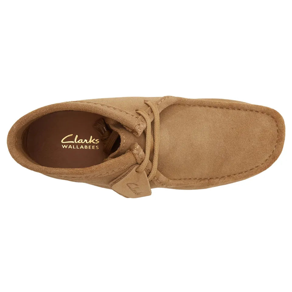 CLARKS ORIGINALS WALLABEE EVO MENS DARK SAND SUEDE WALLABEE BOOT LACE UP SQUARE TOE RUBBER SOLE