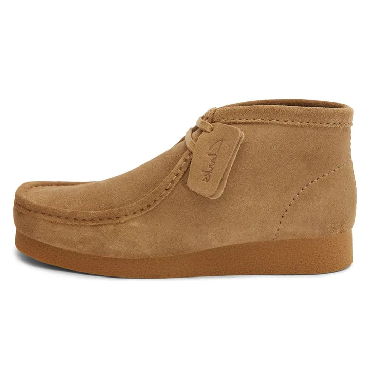 CLARKS ORIGINALS WALLABEE EVO MENS DARK SAND SUEDE WALLABEE BOOT LACE UP SQUARE TOE RUBBER SOLE