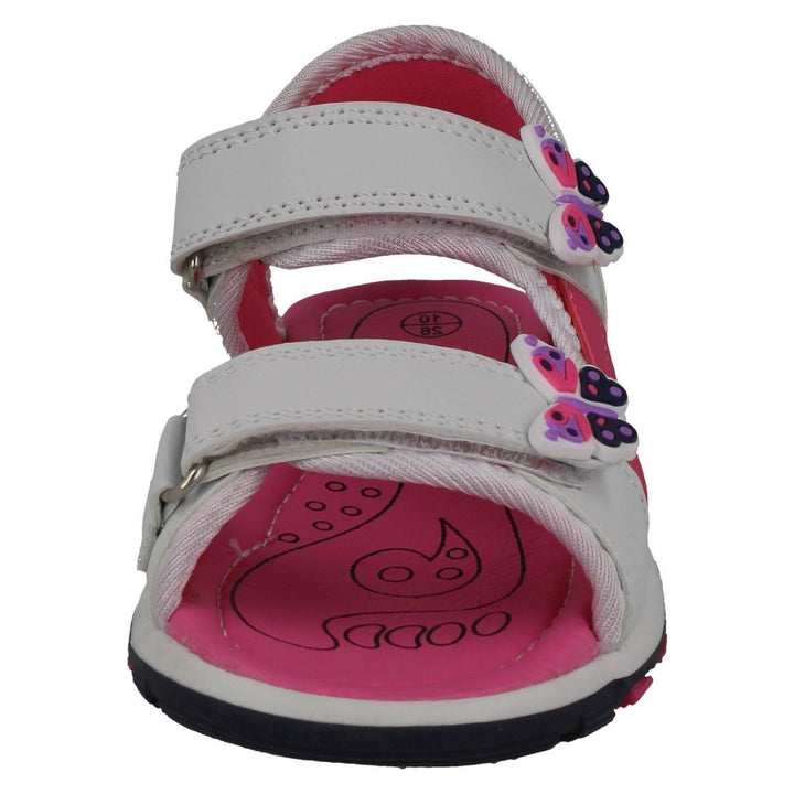 Spot On Girls White Pink Butterfly Embellished Sports Style Sandals Sizes 6 to 2