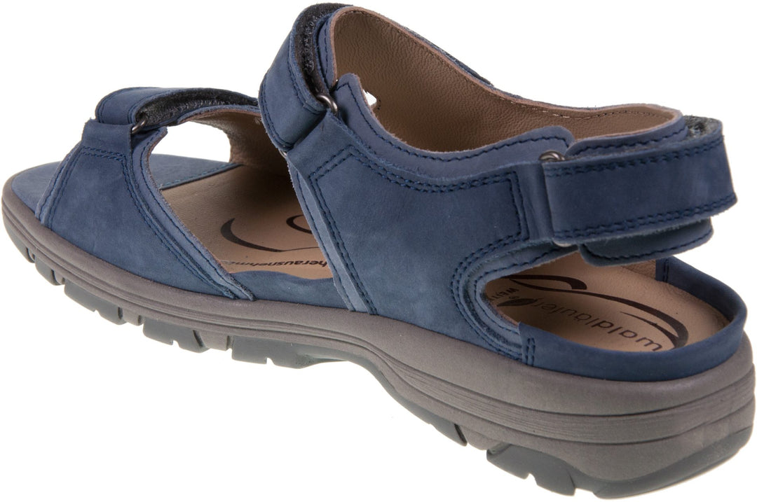 Waldlaufer Herki Ladies WIDE FIT Navy Nubuck Touch Fasten Orthotic Sport Sandals