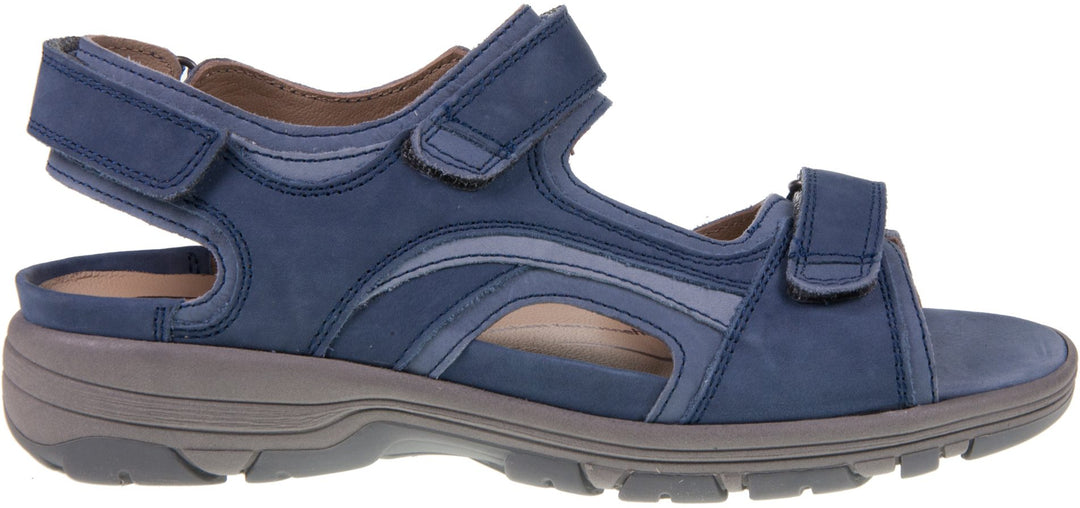 Waldlaufer Herki Ladies WIDE FIT Navy Nubuck Touch Fasten Orthotic Sport Sandals