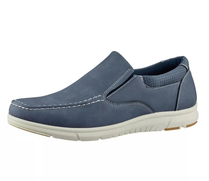 Dr Keller Jack Mens Summer Casual Slip On Shoes With Elasticated Gussets Denim Blue