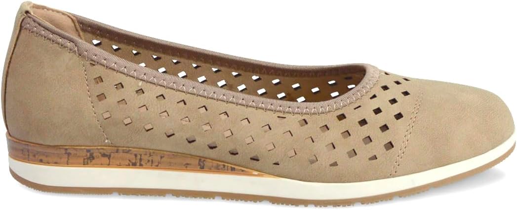 Dr Keller Jilly Ladies Beige Faux Nubuck Perforated Comfort Slip On Shoes