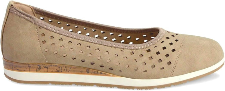 Dr Keller Jilly Ladies Beige Faux Nubuck Perforated Comfort Slip On Shoes