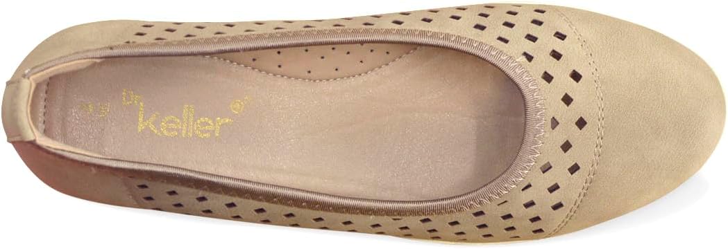 Dr Keller Jilly Ladies Beige Faux Nubuck Perforated Comfort Slip On Shoes