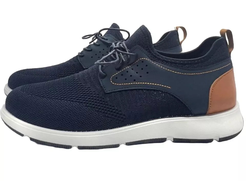 Dr Keller Julian Mens Navy Perforated Synthetic 4 Eyelet Lace Up/Pull On Trainer Shoes