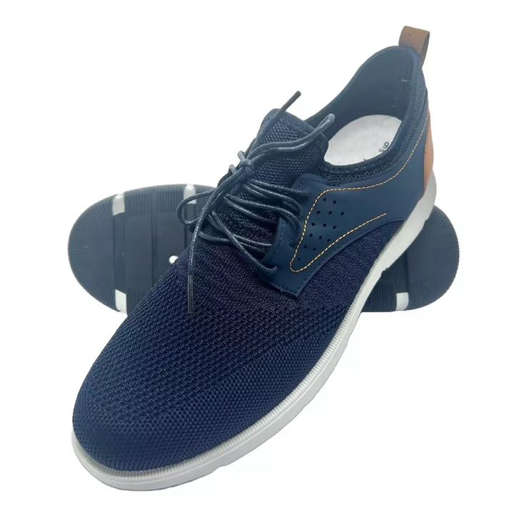 Dr Keller Julian Mens Navy Perforated Synthetic 4 Eyelet Lace Up/Pull On Trainer Shoes