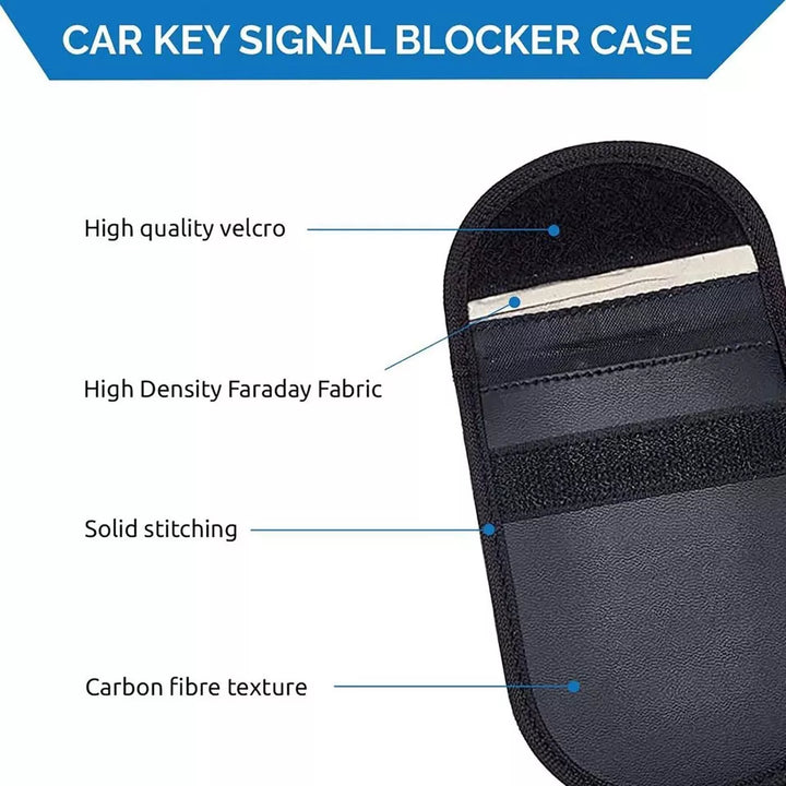 Car Key Signal Blocking Anti Theft Pouch Twin Pack RFID Protection Key Holder Black