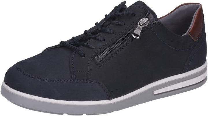 Waldlaufer Klemens Wide Fit Navy Suede Lace/Zip Up Casual Sneaker Shoes