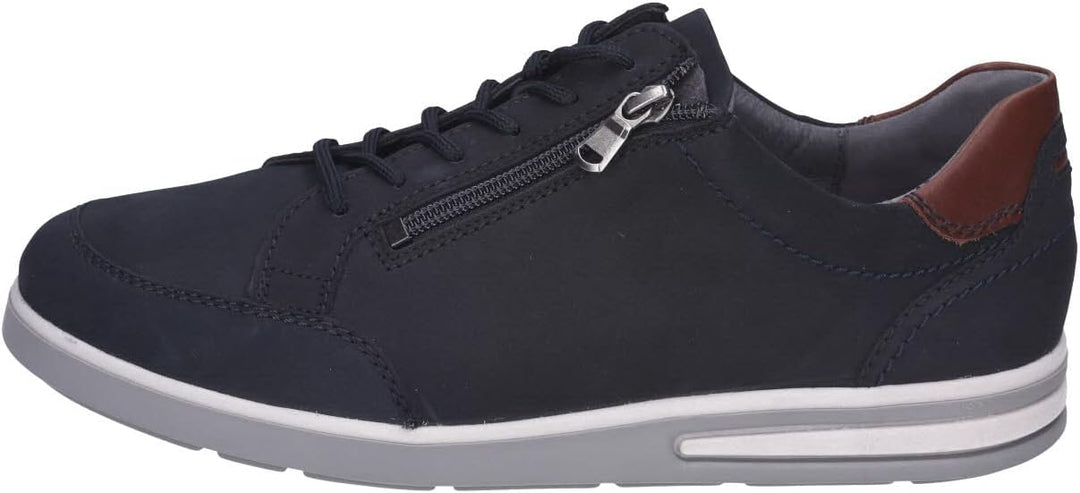 Waldlaufer Klemens Wide Fit Navy Suede Lace/Zip Up Casual Sneaker Shoes