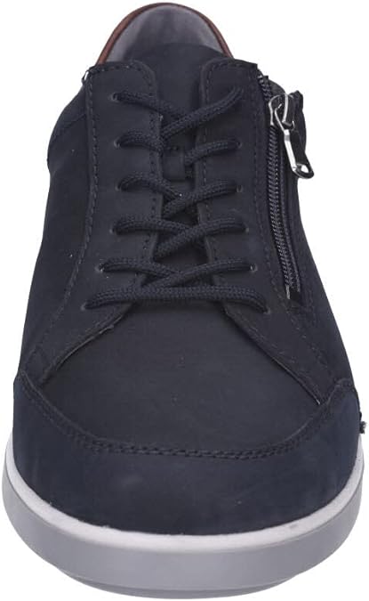 Waldlaufer Klemens Wide Fit Navy Suede Lace/Zip Up Casual Sneaker Shoes