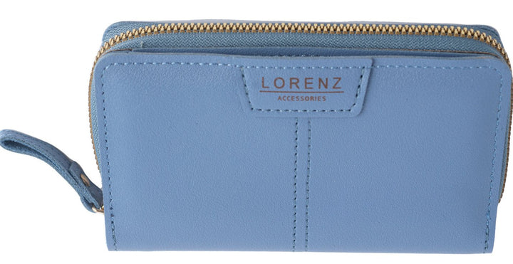 Lorenz Ladies Medium Zip Around Purse Card Holder RFID Protection Blue&nbsp;