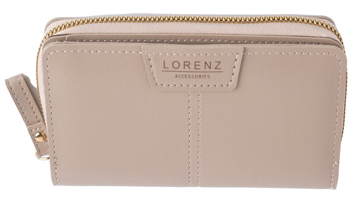 Lorenz Ladies Medium Zip Around Purse Card Holder RFID Protection Taupe