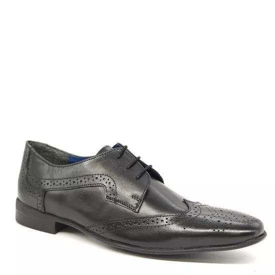 FRANK JAMES PARADE MENS BLACK LEATHER LACE UP BROGUE SHOE CONTRAST SOLE/LACES