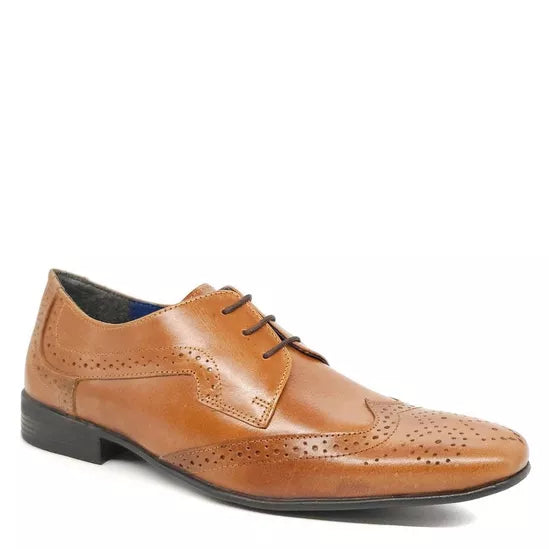 Frank James Parade Mens Tan Leather Lace Up Brogue Shoes With Contrast Sole/Laces