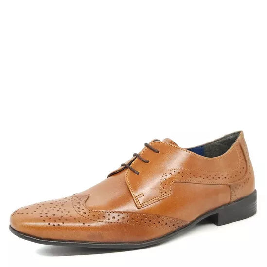 Frank James Parade Mens Tan Leather Lace Up Brogue Shoes With Contrast Sole/Laces