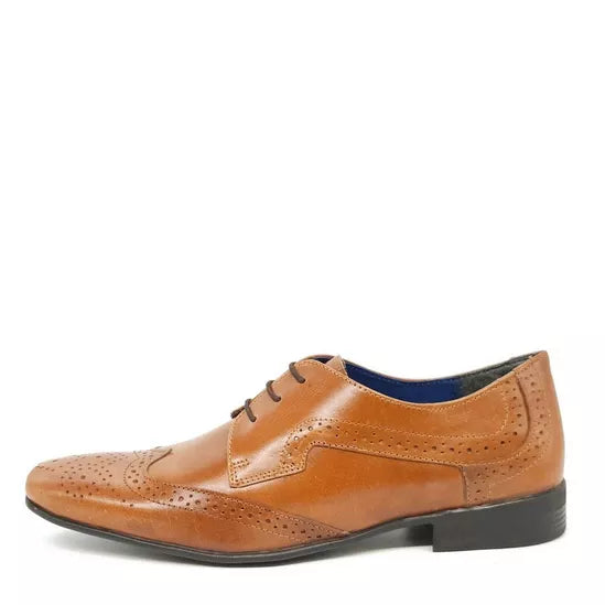 Frank James Parade Mens Tan Leather Lace Up Brogue Shoes With Contrast Sole/Laces