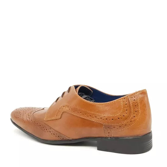 Frank James Parade Mens Tan Leather Lace Up Brogue Shoes With Contrast Sole/Laces