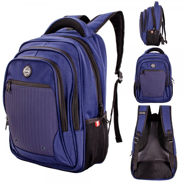 Kaitak Navy Blue Combination Pinstripe Backpack Rucksack School Bag