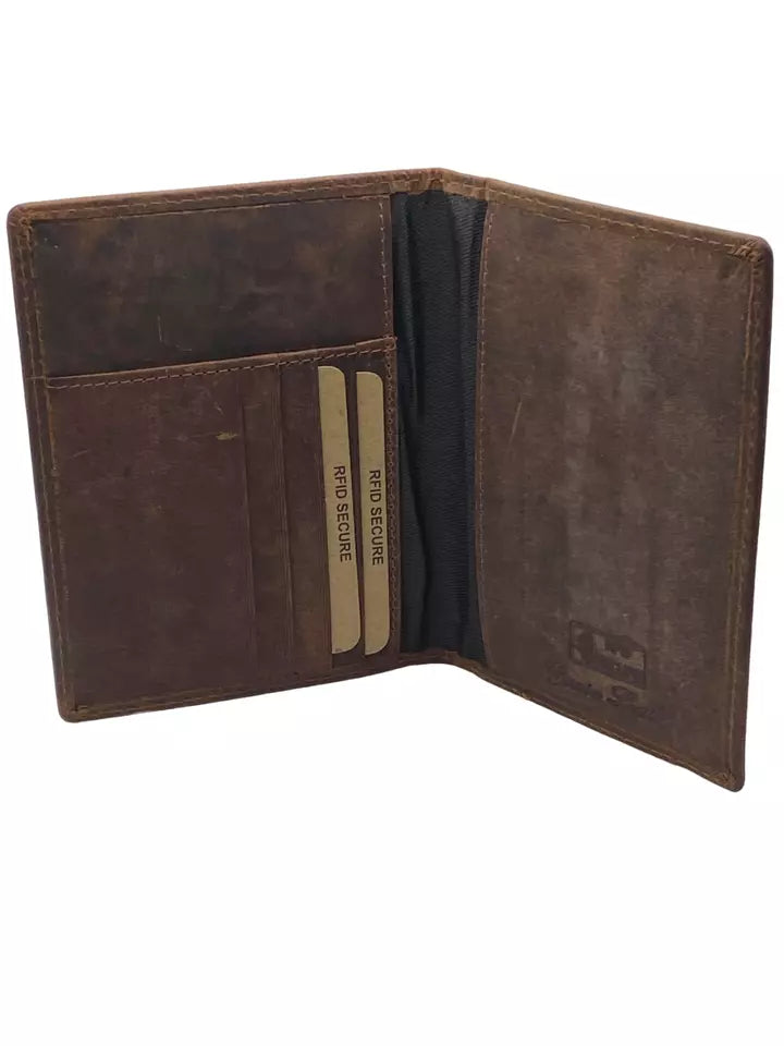 Euroborse Mens Ladies Unisex Genuine Leather Passport Card Holder RFID Protection Brown