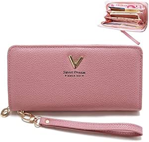 Ladies Large Clutch Purse Sweet Dreams Brand With Detachable Wrist Strap Pink