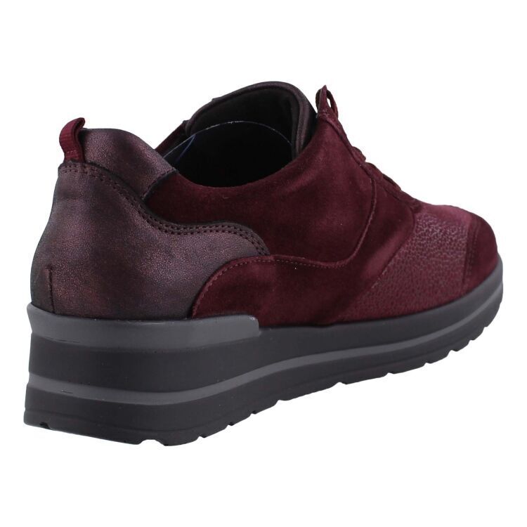 Waldlaufer M-Sarah Ladies Wide Fit Merlot Suede Lace Fasten With Zip Adjustment Athleisure Trainer