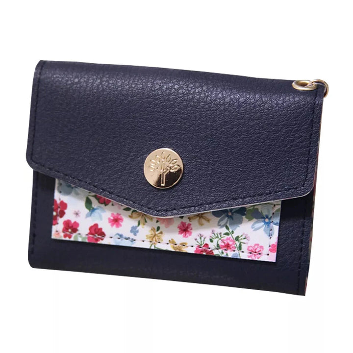 Forest Ladies Navy/White & Floral Foldable Change Purse Photo Card Holder Wallet