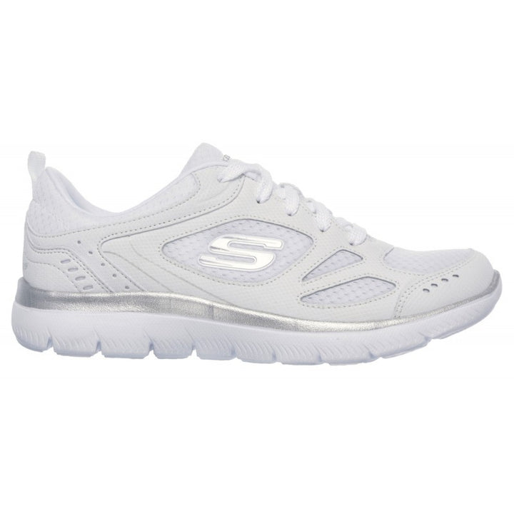 Skechers Summits Suited Womens Trainers Memory Foam Lace Up White/Silver