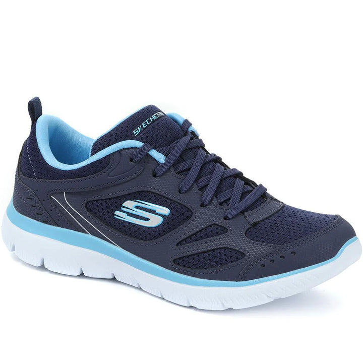 Skechers Summits Suited Womens Trainers Memory Foam Lace Up Navy Blue