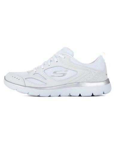 Skechers Summits Suited Womens Trainers Memory Foam Lace Up White/Silver