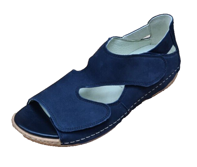 Waldlaufer Heliett Ladies Wide Fit Navy Nubuck Double Touch Fasten Sandal