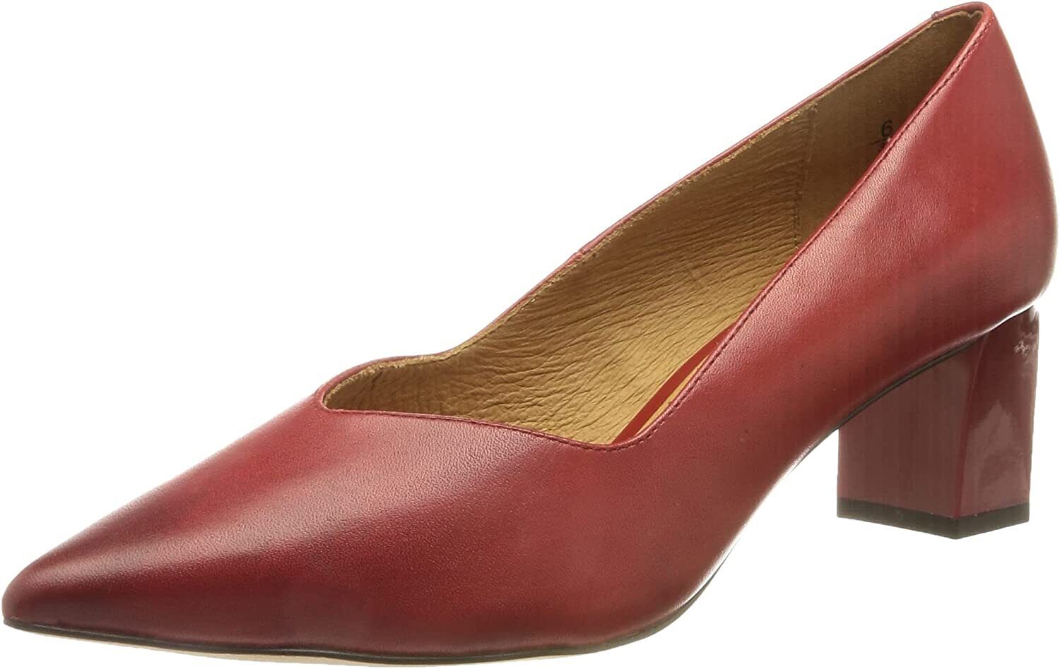 Caprice 22408 Ladies Red Leather Upper And Lined Pointed Toe Court Sho footlooseoflondon