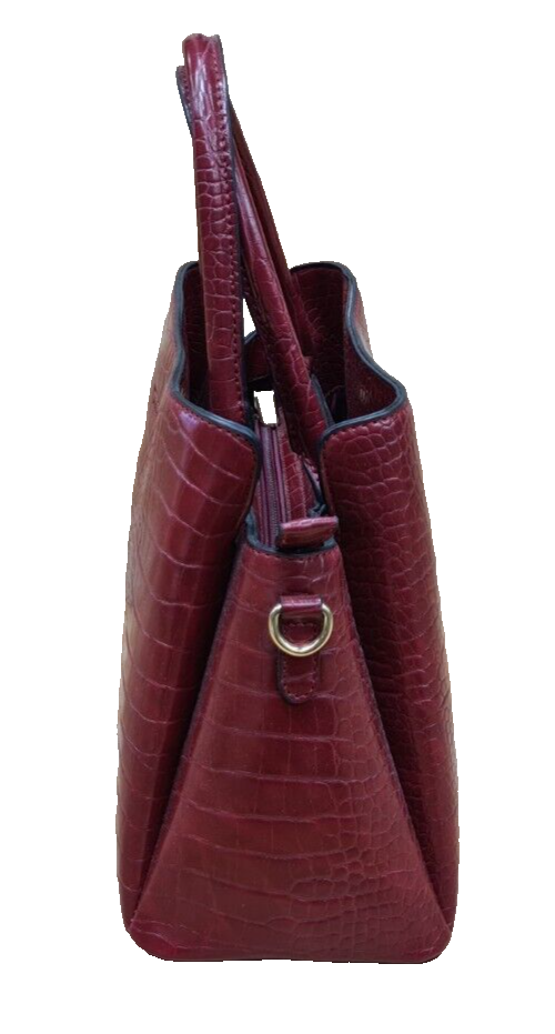 Long & Son London Ladies  Reptile Print Patent Detachable Strap Handbag Red