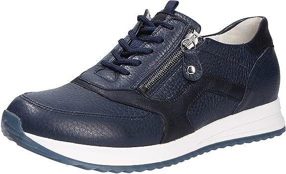 Waldlaufer H-Vicky  Ladies Wide Fit Navy Leather Lace/Zip Up Wedge Trainers Size 4.5 Only