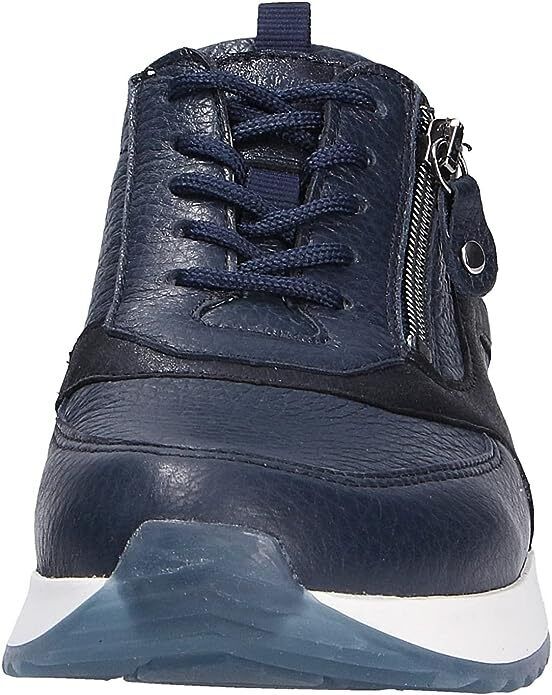 Waldlaufer H-Vicky  Ladies Wide Fit Navy Leather Lace/Zip Up Wedge Trainers Size 4.5 Only