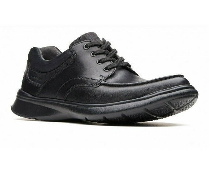 Clarks Cotrell Edge Mens Black Smooth Leather (G) Casual Lace Up Shoes