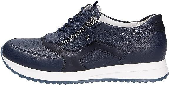 Waldlaufer H-Vicky  Ladies Wide Fit Navy Leather Lace/Zip Up Wedge Trainers Size 4.5 Only